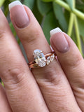 NewIn! Yellow gold, rose gold over sterling silver 925, bridal set with 2.25CT skinny oval cut CZ diamond & curved band, engagement ring set
