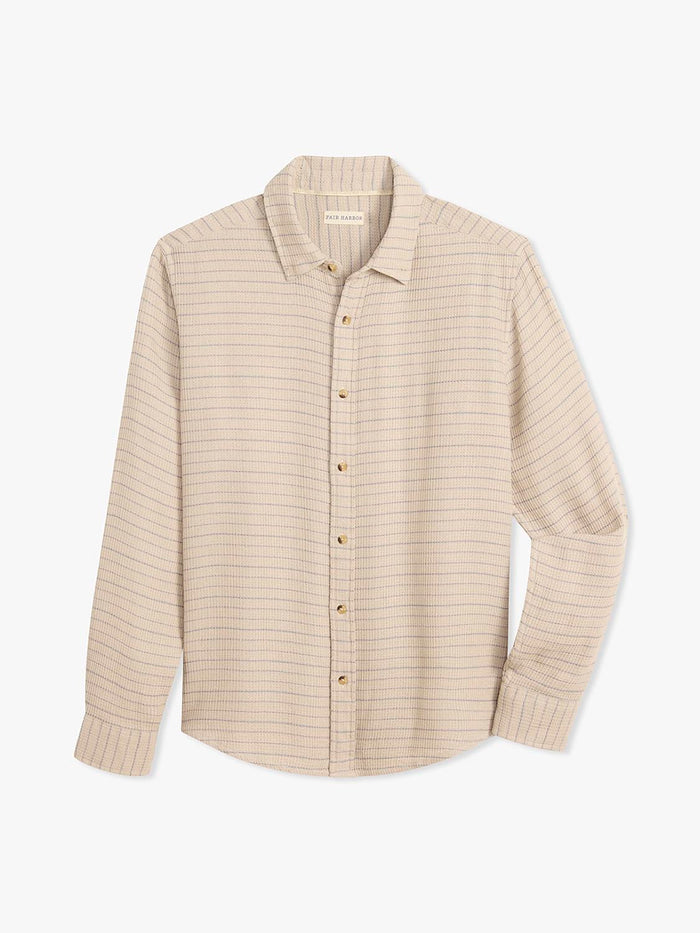 Oasis Long Sleeve Button Up | Beachwood Waffle Stripe