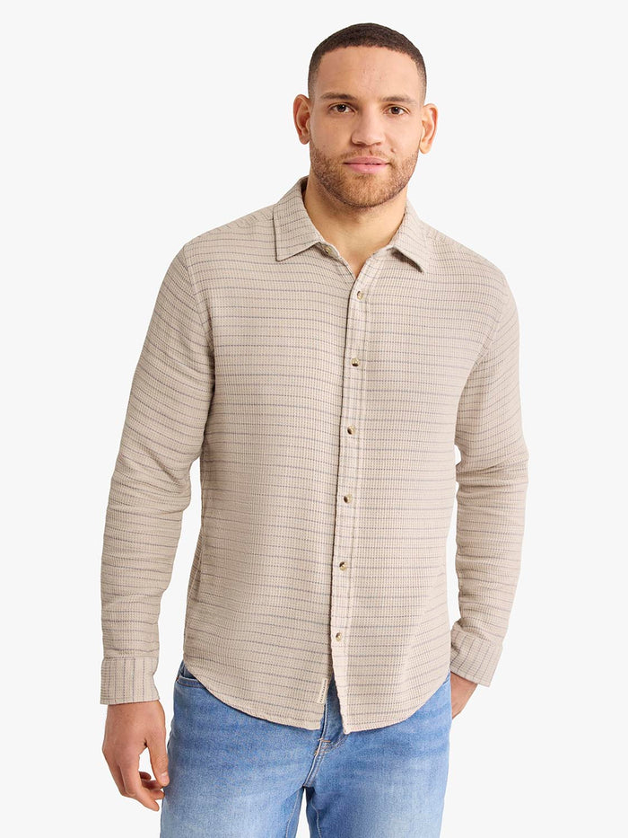 Oasis Long Sleeve Button Up | Beachwood Waffle Stripe