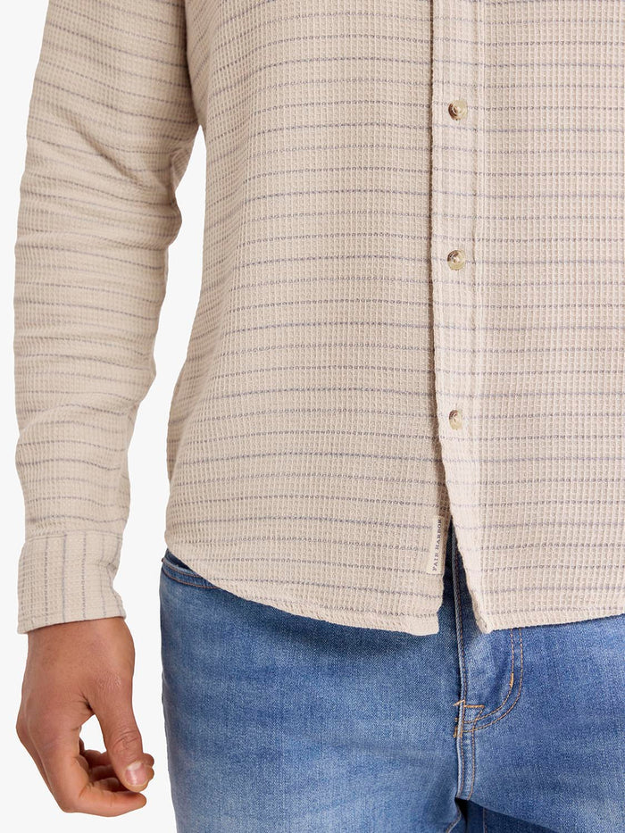 Oasis Long Sleeve Button Up | Beachwood Waffle Stripe
