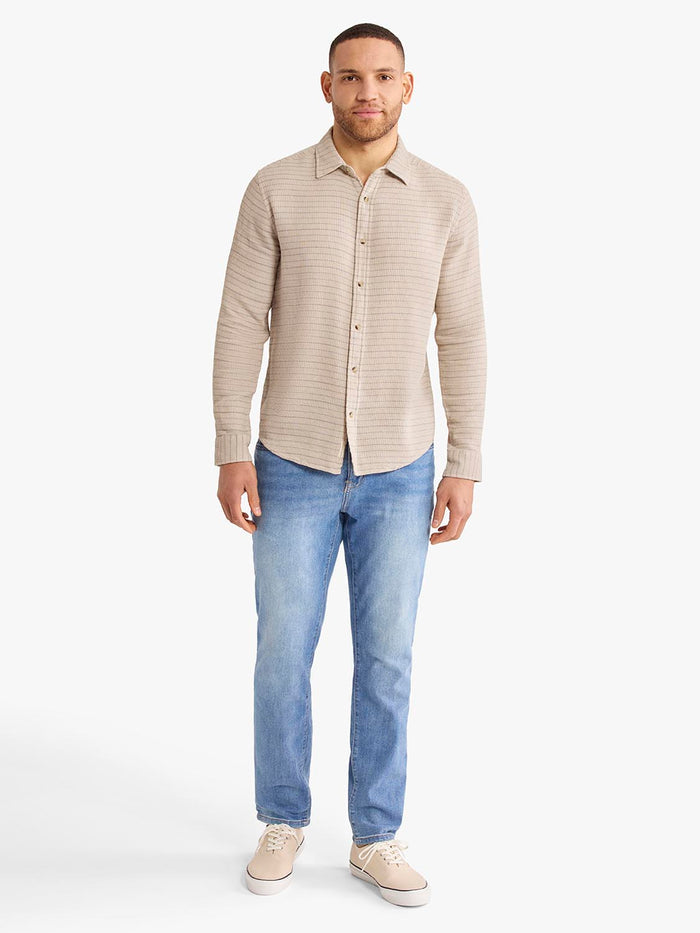 Oasis Long Sleeve Button Up | Beachwood Waffle Stripe