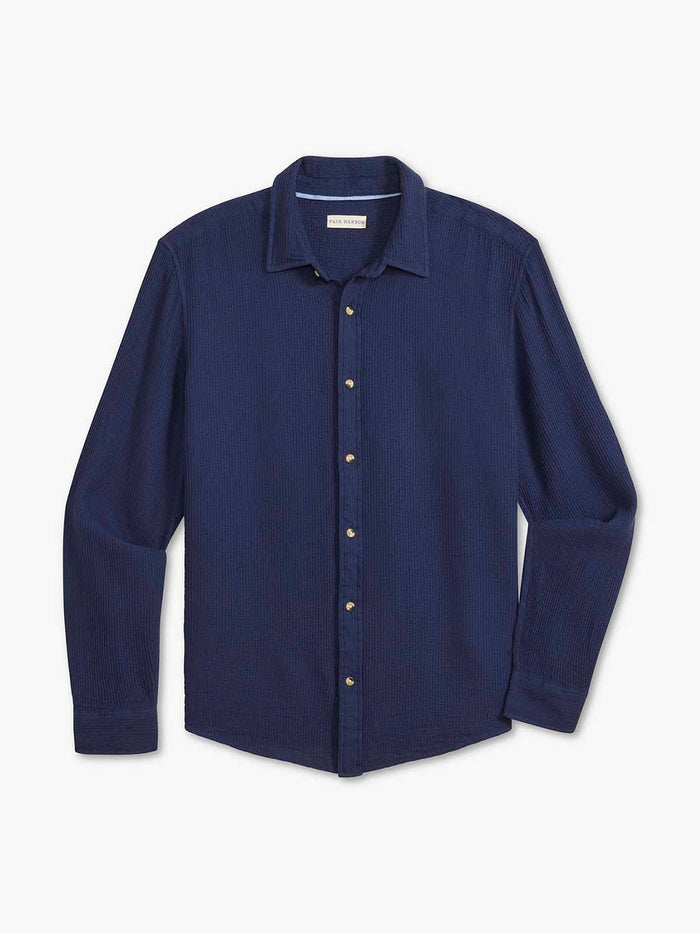 Oasis Long Sleeve Button Up | Navy Waffle