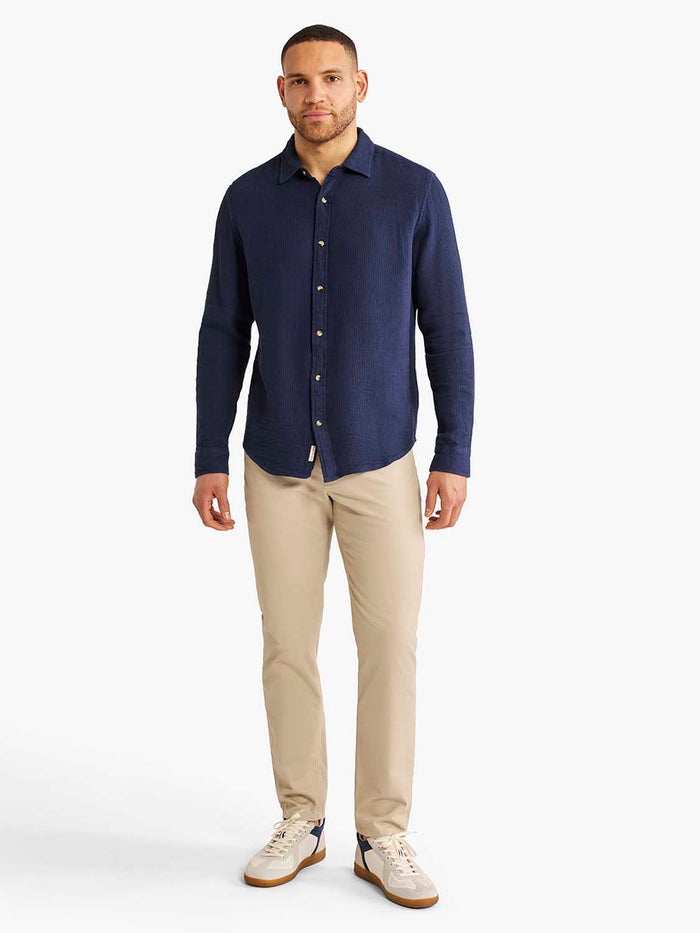 Oasis Long Sleeve Button Up | Navy Waffle