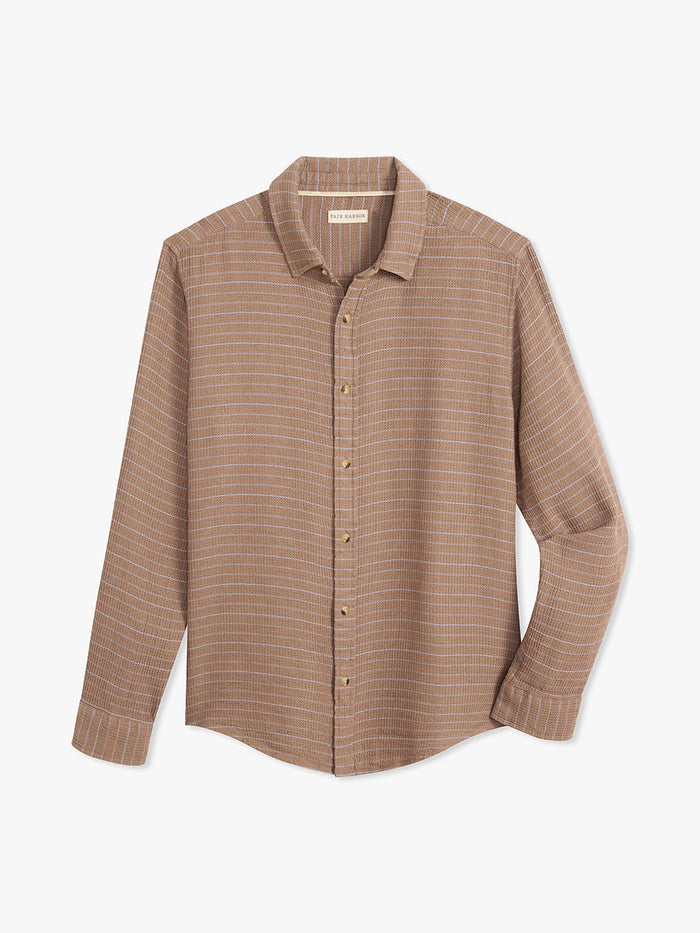 Oasis Long Sleeve Button Up | Sandbar Waffle Stripe