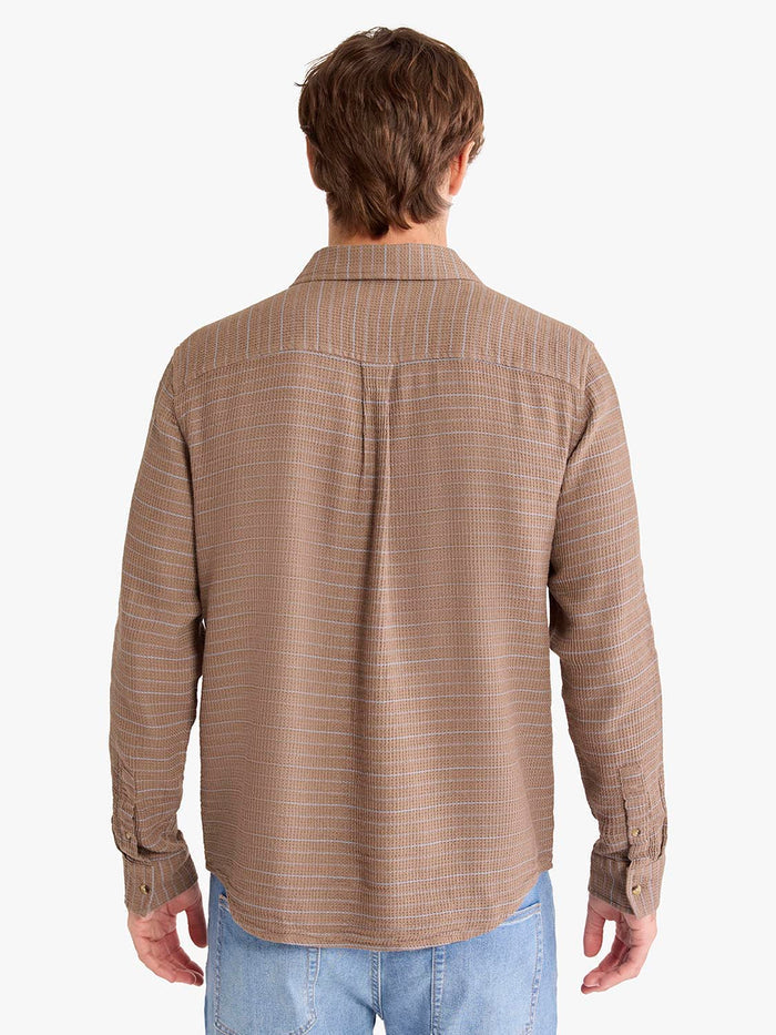 Oasis Long Sleeve Button Up | Sandbar Waffle Stripe