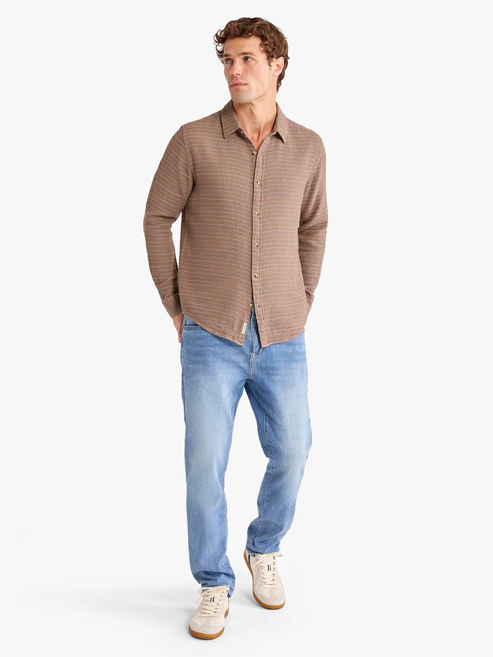 Oasis Long Sleeve Button Up | Sandbar Waffle Stripe