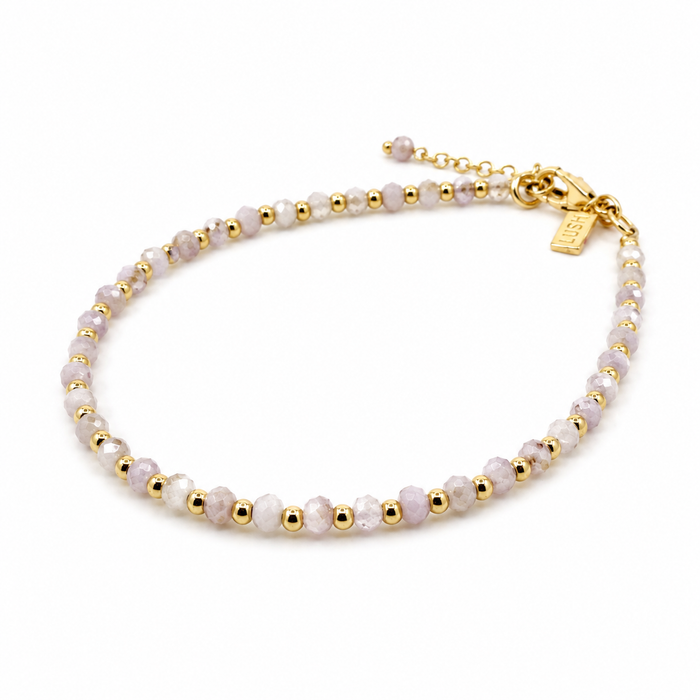 Oceanic Loops Lavender Bracelet Gold with lavender gemstones and gold accents, Australian-designed coastal jewellery by Lush Designs Jewellery.