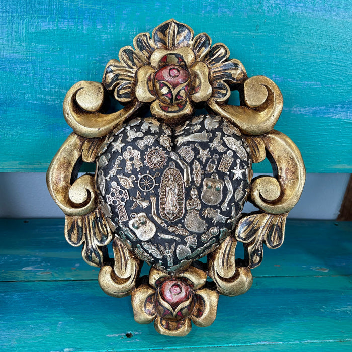 Ornate Floral Milagros Sacred Heart
