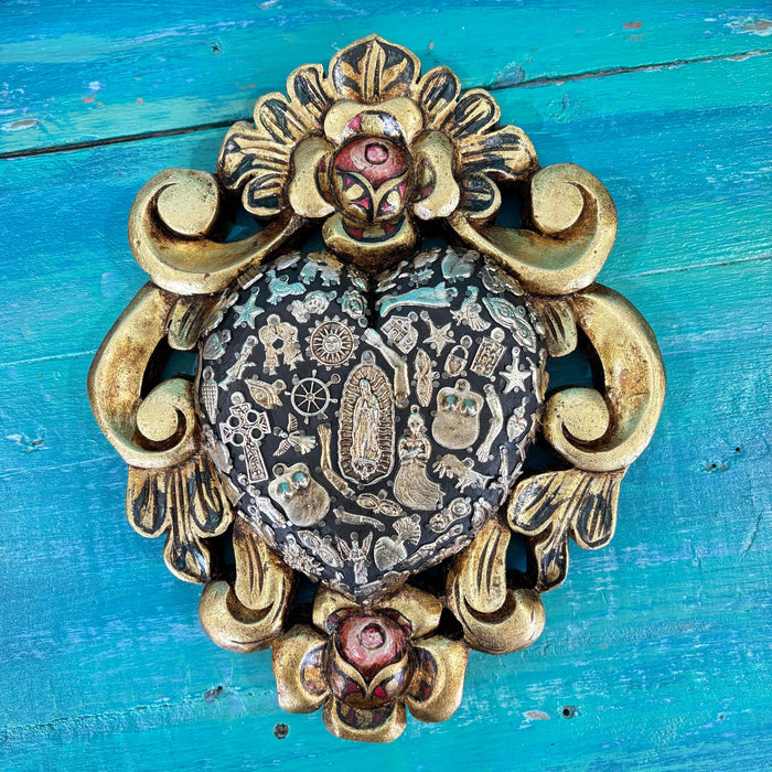Ornate Floral Milagros Sacred Heart