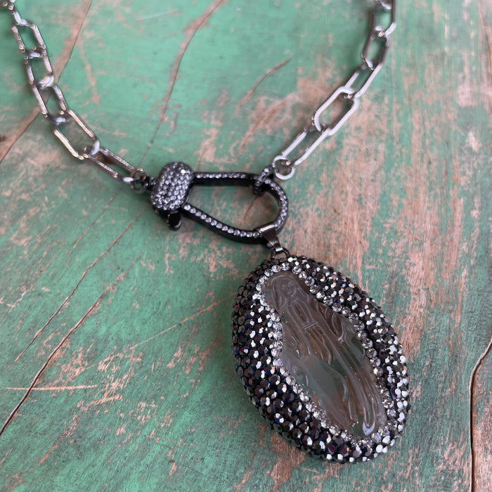 Our Lady of Grace Chunky Stainless Steel Necklace