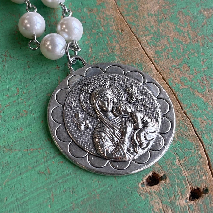 Our Lady of Perpetual Help Pearl Necklace