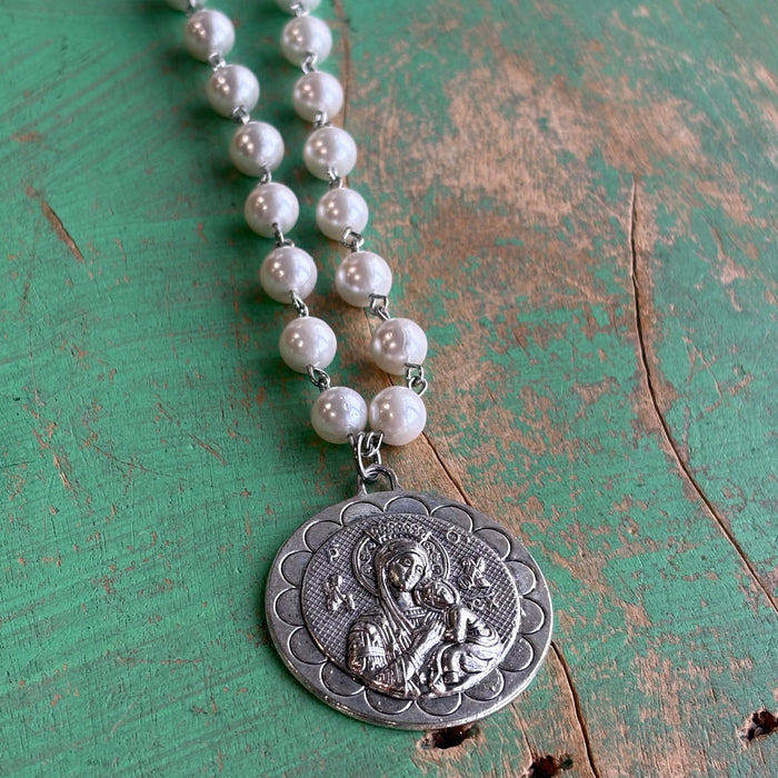 Our Lady of Perpetual Help Pearl Necklace