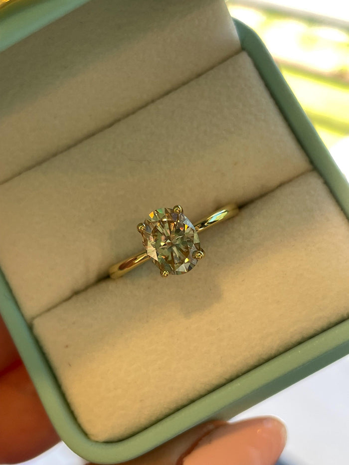 Oval cut champagne moissanite engagement ring in yellow gold vermeil, Sterling Silver 925 moissanite ring, gift for her