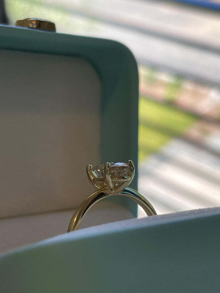 Oval cut champagne moissanite engagement ring in yellow gold vermeil, Sterling Silver 925 moissanite ring, gift for her