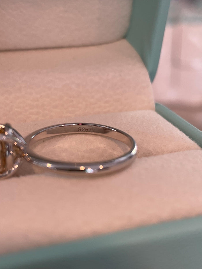 Oval cut champagne moissanite engagement ring in yellow gold vermeil, Sterling Silver 925 moissanite ring, gift for her