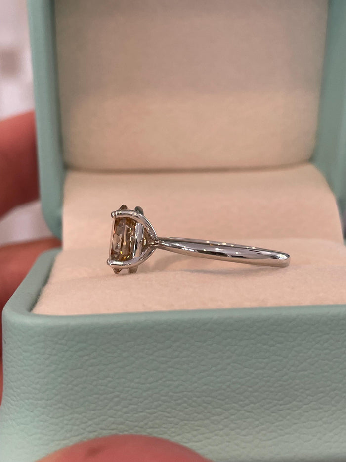 Oval cut champagne moissanite engagement ring in yellow gold vermeil, Sterling Silver 925 moissanite ring, gift for her