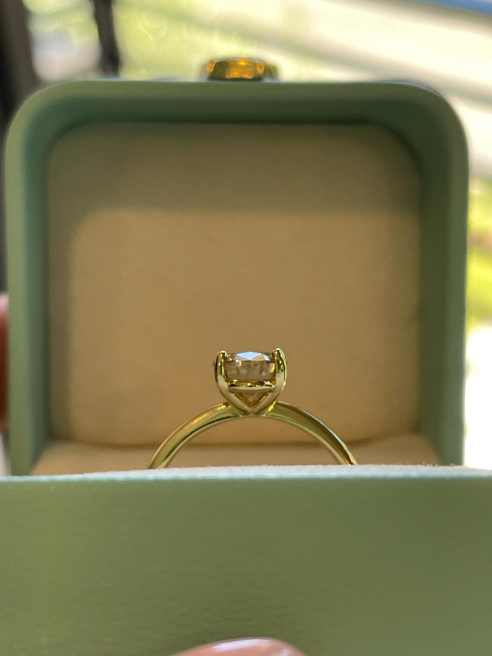 Oval cut champagne moissanite engagement ring in yellow gold vermeil, Sterling Silver 925 moissanite ring, gift for her