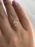 Oval Cut CZ Engagement Ring Hidden Halo, Gold Over Sterling Silver
