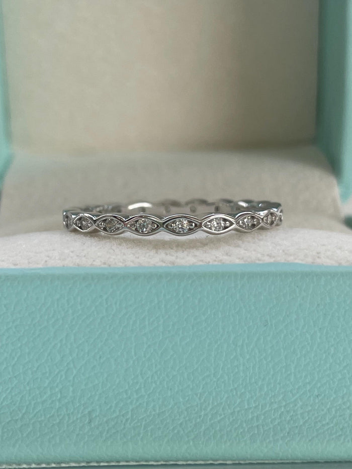 Oval Cut CZ Sterling Silver Engagement Ring Set: Hidden Halo, Eternity Band