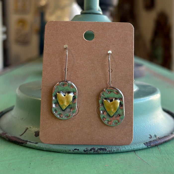 Oval with Heart Dangle Earring