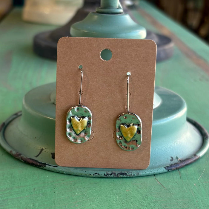 Oval with Heart Dangle Earring