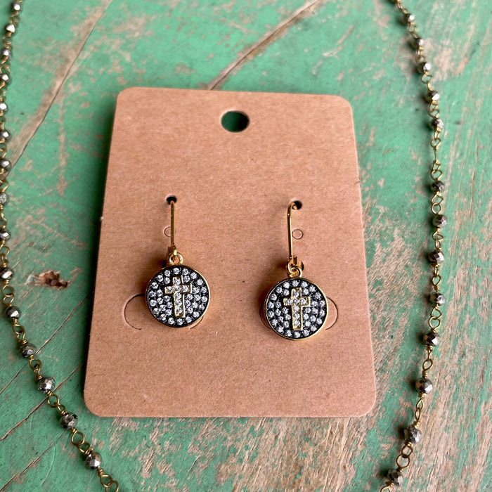 Pave Cross Faith Necklace and Earrings