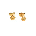 Gold mini paw print stud earrings, small paw charm on screw-back posts