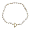 Faux pearl choker necklace with round pearls and gold-tone clasp