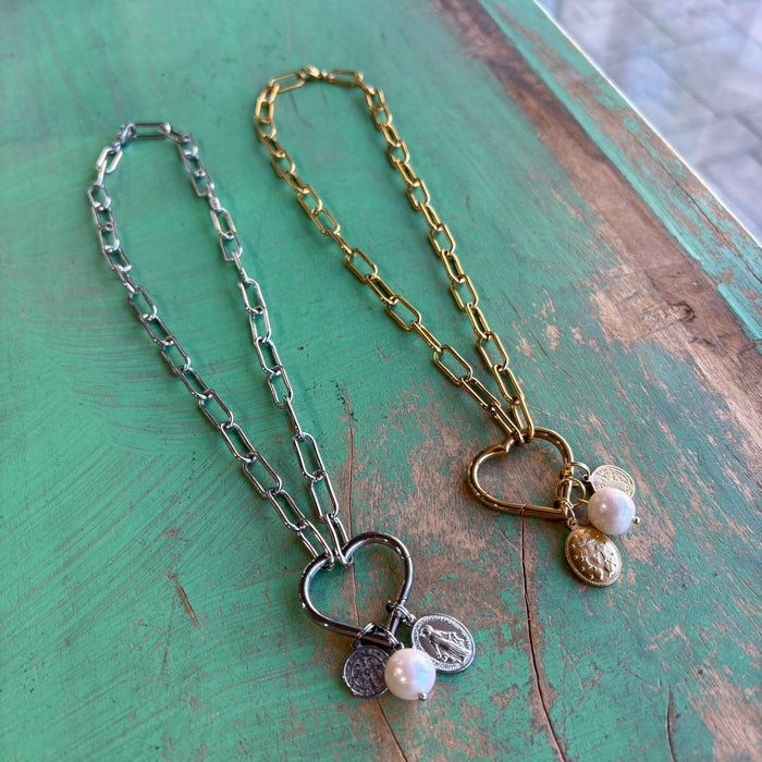 Pearl Of Wisdom Paperclip Chain Necklace