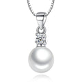 Silver pearl pendant necklace with cubic zirconia accent and round pearl