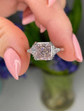 Pink diamond engagement ring Crushed ice 3CT pink CZ simulated diamond in sterling silver 925. Engagement ring, promise ring, 3 stone ring