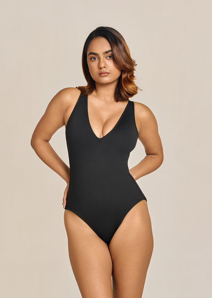 Plunge Neck Shapewear Swimsuit