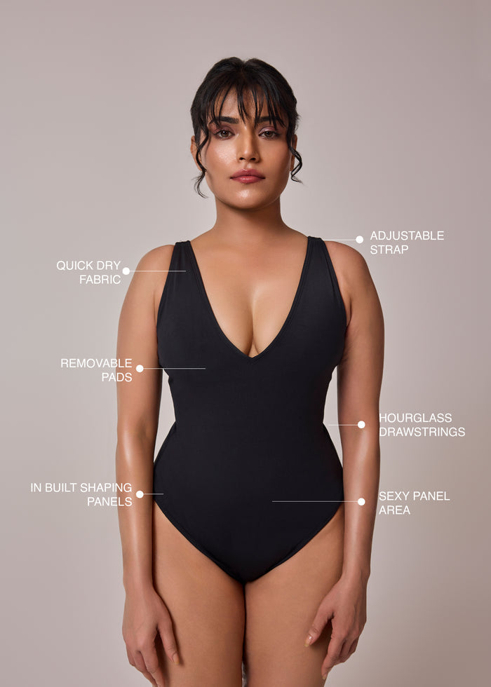 Plunge Neck Shapewear Swimsuit