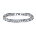 Silver tennis bracelet with princess-cut cubic zirconia stones and hinged clasp