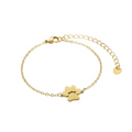 Gold link chain paw cutout charm bracelet with dangling paw charm and clasp