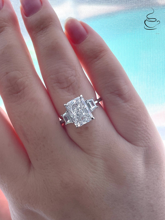 Radiant Cut CZ Engagement Ring 3.5CT crushed ice cut, Sterling Silver 925