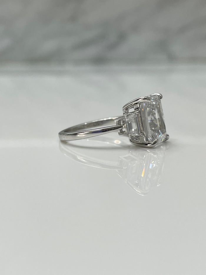 Radiant Cut CZ Engagement Ring 3.5CT crushed ice cut, Sterling Silver 925