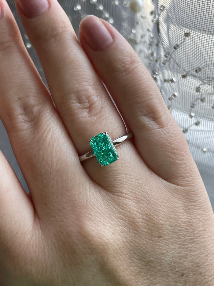 Radiant Cut Parabia CZ Ring: Sterling Silver Engagement Ring