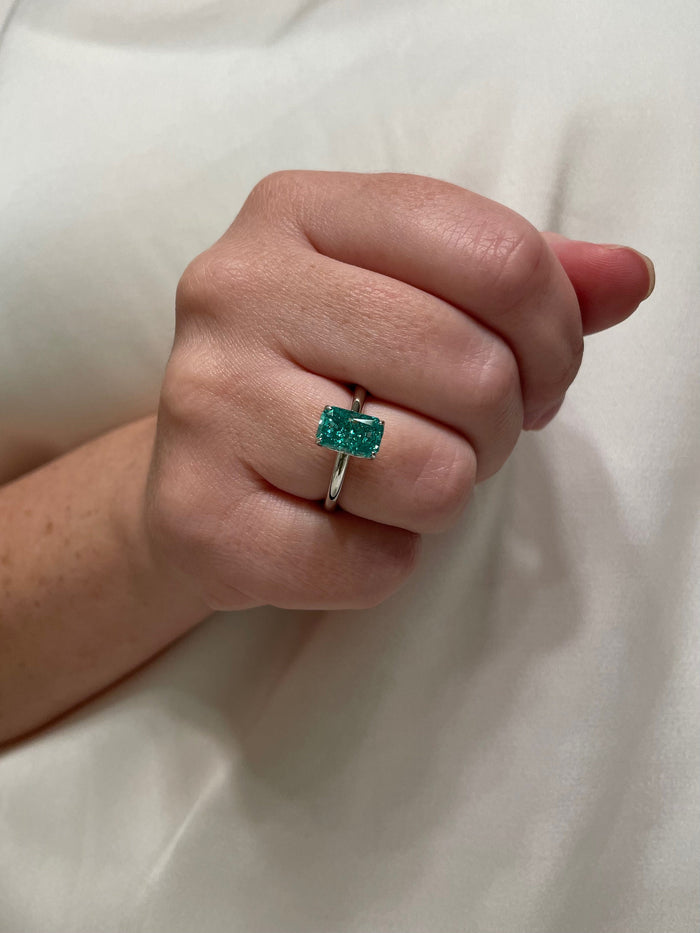 Radiant Cut Parabia CZ Ring: Sterling Silver Engagement Ring
