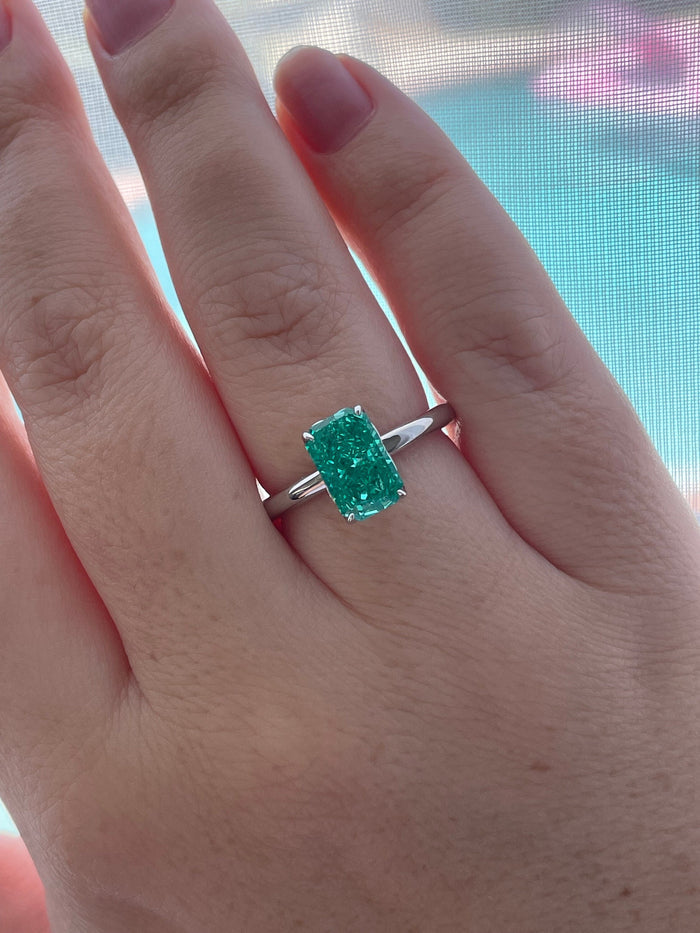 Radiant Cut Parabia CZ Ring: Sterling Silver Engagement Ring