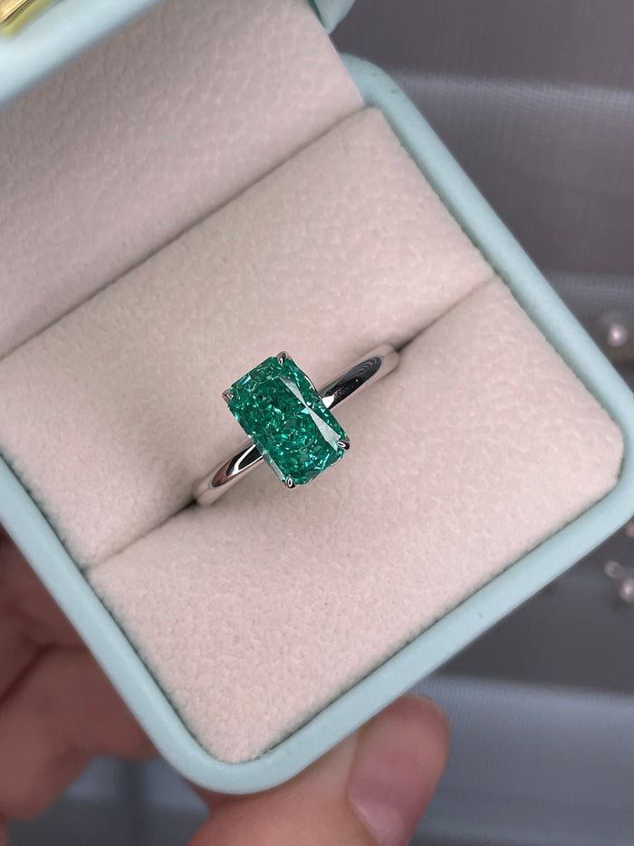 Radiant Cut Parabia CZ Ring: Sterling Silver Engagement Ring