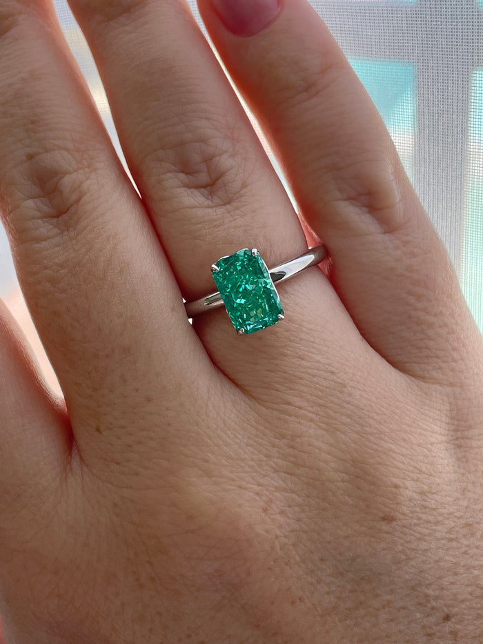 Radiant Cut Parabia CZ Ring: Sterling Silver Engagement Ring
