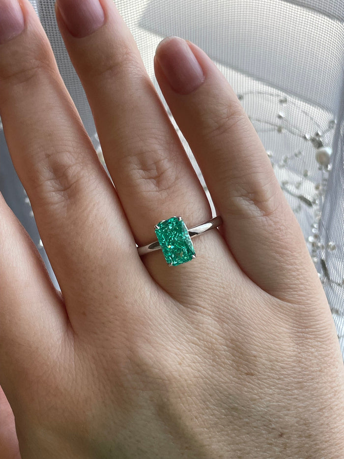 Radiant Cut Parabia CZ Ring: Sterling Silver Engagement Ring