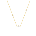 Gold-tone starburst necklace with small clear crystal center and link chain