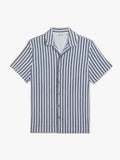 Ravello Terry Short Sleeve Button Up | Beach Stripe