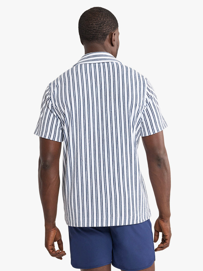 Ravello Terry Short Sleeve Button Up | Beach Stripe