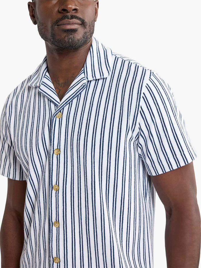 Ravello Terry Short Sleeve Button Up | Beach Stripe