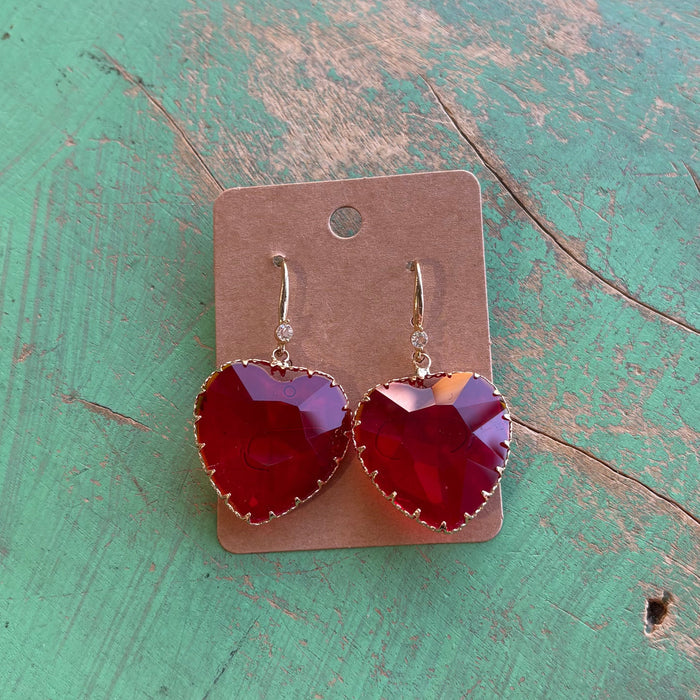 Red Glass Heart Earrings