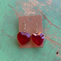 Red Glass Heart Earrings