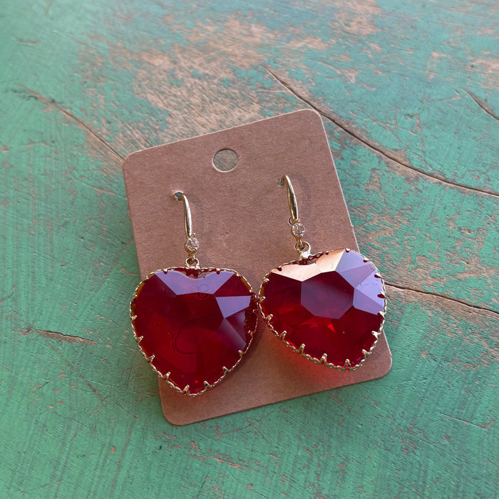 Red Glass Heart Earrings